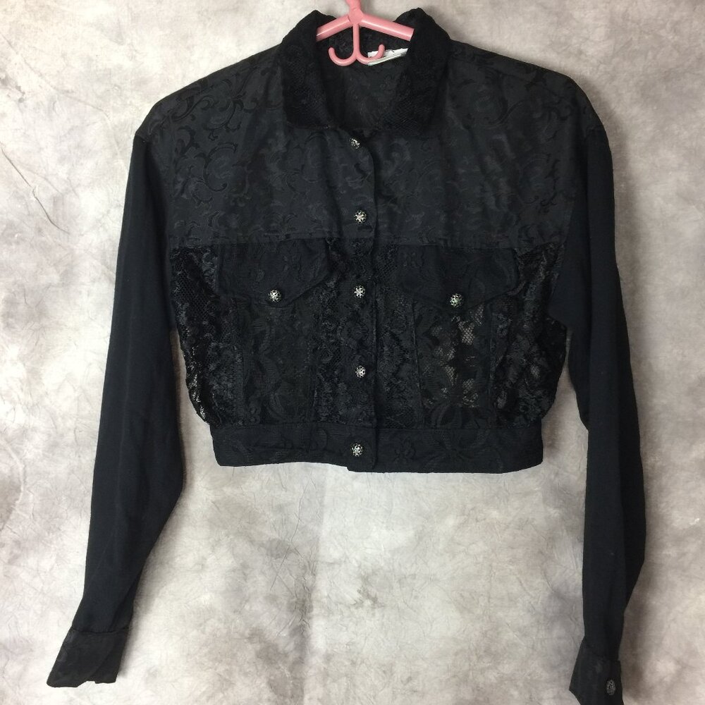 Zoe and Rose Vintage Lace Half Shirt Button Down Y2K Small